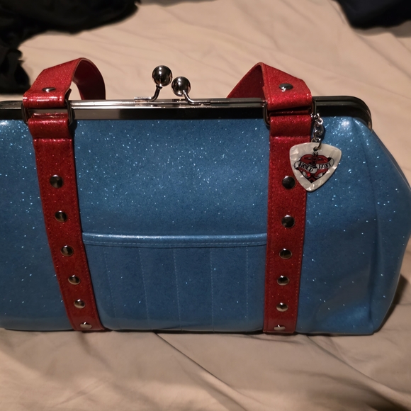 Lux de Ville Handbags - Made By HOLD FAST. Sparkling Blue and Red Shoulder Bag